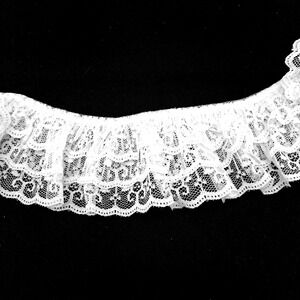Vintage Lace Trim 2 Yards 10 Inches White Tiered Ruffle 1990s Sewing DIY